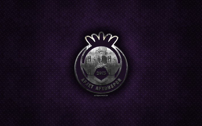 Afjet Afyonspor, Turkish football club, purple metal texture, metal logo, emblem, Afyonkarahisar, Turkey, TFF First League, 1 Lig, creative art, football