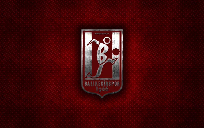 Balikesirspor, Turkish football club, r&#246;d metall textur, metall-logotyp, emblem, Balikesir, Turkiet, TFF F&#246;rsta Ligan, 1 league, kreativ konst, fotboll