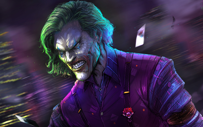 En col&#232;re, le Joker, 4k, des illustrations, des anti-h&#233;ros, le mal, le joker, les cr&#233;atifs, les super-h&#233;ros, antagoniste, joker