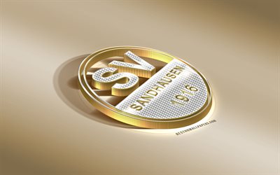 SV Sandhausen, German football club, golden silver logo, Sandhausen, Germany, 2 Bundesliga, 3d golden emblem, creative 3d art, football