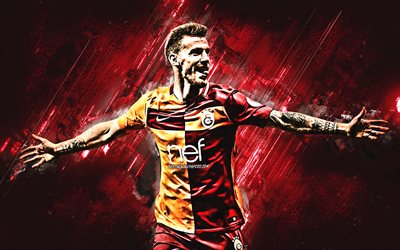 Serdar Aziz, Galatasaray, defender, red stone, portrait, famous footballers, football, turkish footballers, grunge, Turkey