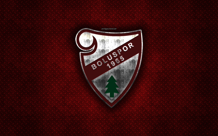 Boluspor, Turkish football club, red metal texture, metal logo, emblem, Bolu, Turkey, TFF First League, 1 Lig, creative art, football