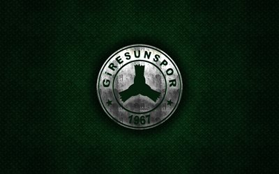Giresunspor, Turkish football club, green metal texture, metal logo, emblem, Giresun, Turkey, TFF First League, 1 Lig, creative art, football