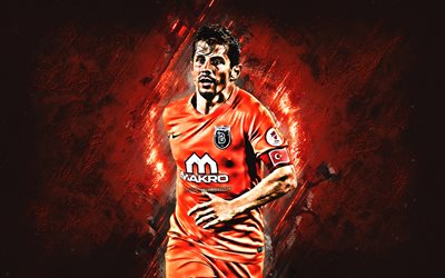 Emre, Istanbul Basaksehir, midfielder, orange stone, portrait, famous footballers, football, Turkish footballers, grunge, Turkey, Emre Belozoglu