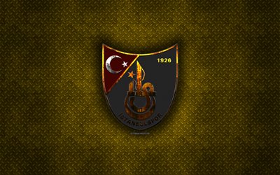 Istanbulspor AS, turc, club de football, le m&#233;tal jaune texture, en m&#233;tal, logo, embl&#232;me, Istanbul, la Turquie, la FFT Premier League, 1 Lig, art cr&#233;atif, football