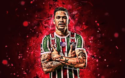 Luciano, close-up, brazilian footballers, Fluminense FC, soccer, Brazilian Serie A, Luciano da Rocha Neves, football, forward, neon lights, Brazil