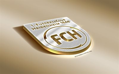 FC Heidenheim, Spanish football club, golden silver, logotipo, Heidenheim an der Brenz, Germany, 2 Bundesliga, 3d golden emblema, creative 3d tipo, f&#250;tbol