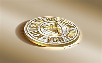 Holstein Kiel, German football club, golden silver logo, Kiel, Germany, 2 Bundesliga, 3d golden emblem, creative 3d art, football
