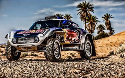 Carlos Sainz, Lucas Cruz, HDR, rally raid, 2019 cars, Dakar Rally, MINI John Cooper Works Buggy, Peugeot, X-raid MINI John Cooper Works Team, Dakar 2019