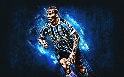 Jael, Gremio, striker, blue stone, portrait, famous footballers, football, Brazilian footballers, grunge, Serie A, Brazil, Jael Ferreira Vieira