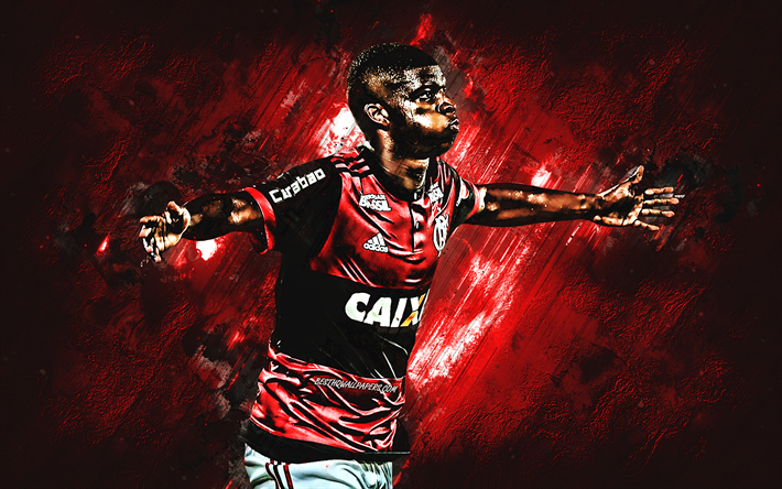 Lincoln, Flamengo, striker, red stone, portrait, famous footballers football, Brazilian footballers, grunge, Serie A, Brazil, Lincoln Correa dos Santos