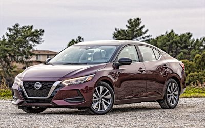 2020, Nissan Sentra, front view, exterior, red sedan, new red Sentra, japanese cars, Nissan