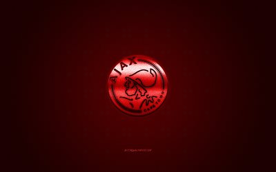 Ajax Cape Town FC, South African football club, South African Premier Division, red logo, red carbon fiber background, football, Cape Town, South Africa, Ajax Cape Town logo