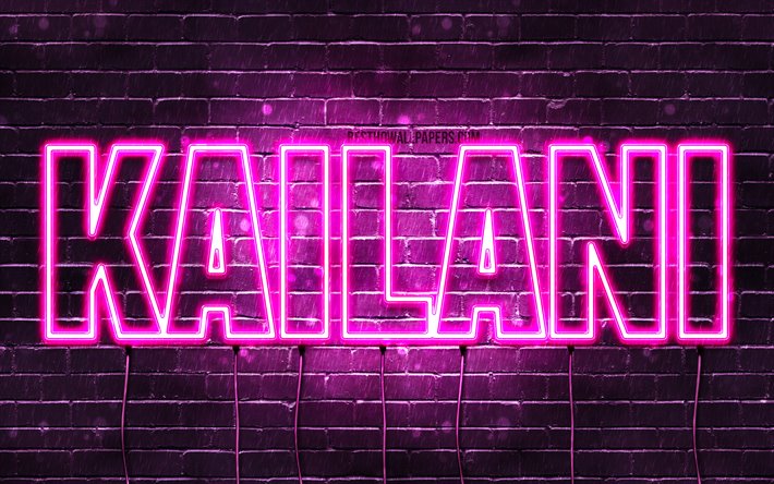 Kailani, 4k, sfondi per il desktop con i nomi, nomi di donna, Kailani nome, viola neon, orizzontale del testo, dell&#39;immagine con nome Kailani