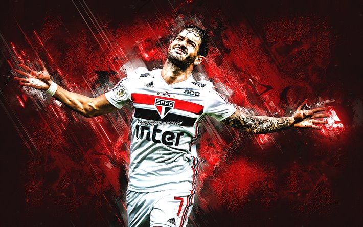 Alexandre Pato, Sao Paulo FC, Brasiliano, calcio, giocatore, portrait, rosso, pietra, sfondo, creativo, arte
