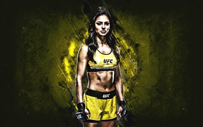 Ariane Lipski, Lutador brasileiro, UFC, retrato, pedra amarela de fundo, Ultimate Fighting Championship