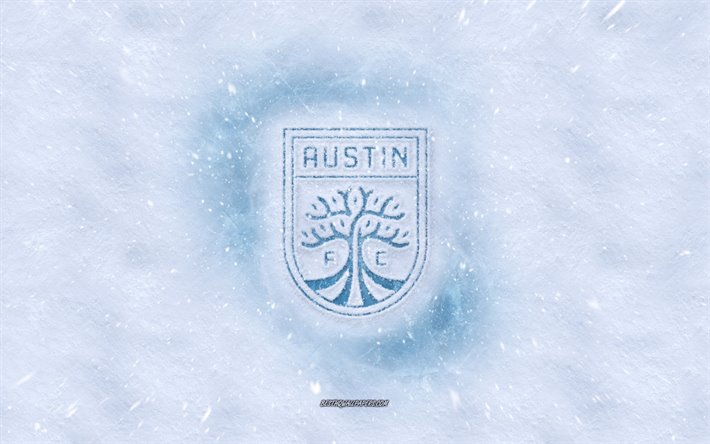Austin FC logo, American club de soccer d&#39;hiver, concepts, LSU, Austin FC logo de la glace, de la neige texture, Austin, Texas, &#233;tats-unis, neige, fond, Austin FC, football
