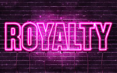 Royalty, 4k, wallpapers with names, female names, Royalty name, purple neon lights, horizontal text, picture with Royalty name