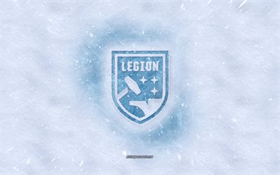 Birmingham Legion FC logo, American soccer club, winter concepts, USL, Birmingham Legion FC ice logo, snow texture, Birmingham, Alabama, USA, snow background, Birmingham Legion FC, soccer