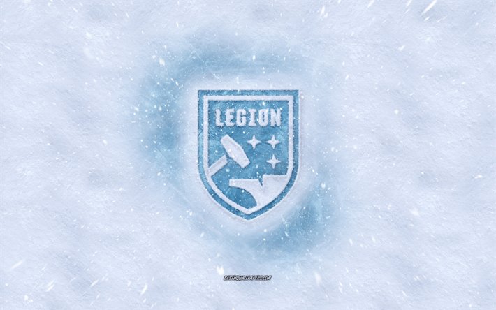 Birmingham Legion FC-logo, American soccer club, talvi k&#228;sitteit&#228;, USL, Birmingham Legion FC ice logo, lumen rakenne, Birmingham, Alabama, USA, lumi tausta, Birmingham Legion FC, jalkapallo