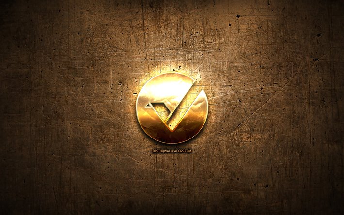 Vertcoin de oro logotipo, cryptocurrency, marr&#243;n metal de fondo, creativo, Vertcoin logotipo, cryptocurrency signos, Vertcoin