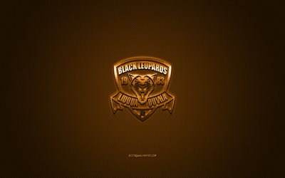 Black Leopards FC, South African football club, South African Premier Division, orange logo, orange carbon fiber background, football, Polokwane, South Africa, Black Leopards FC logo