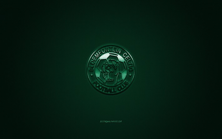 Bloemfontein Celtic FC, le Sud-Africain club de football, Afrique du Sud, Premier ministre de la Division, logo vert, vert en fibre de carbone de fond, football, Bloemfontein, Bloemfontein Celtic logo