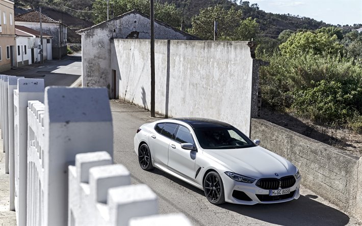 2020, BMW 8-Series, M850i, xDrive, Gran Coupe, exterior, front view, new white 8-Series, white M8 2020, German cars, BMW