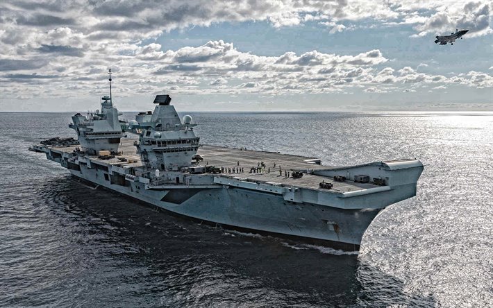 HMS Queen Elizabeth, R08, Royal Navy, piombo nave, portaerei, la Regina Elisabetta classe della Royal Navy, del Regno Unito, UK Navy