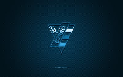 CA Cerro, Uruguay Futbol Kul&#252;b&#252;, Uruguaylı Lig, mavi logo, mavi karbon fiber arka plan, futbol, Montevideo, Uruguay, CA Cerro logosu