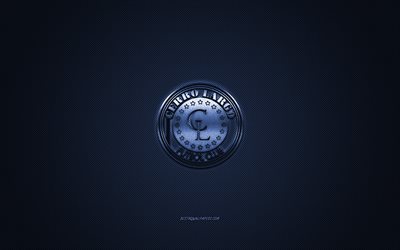 Cerro Largo FC, Uruguaiano squadra di calcio Uruguay Primera Division, logo blu, blu contesto in fibra di carbonio, calcio, Melo, Uruguay, Cerro Largo logo