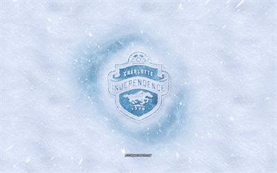 Charlotte Independence logo, American soccer club, winter concepts, USL, Charlotte Independence ice logo, snow texture, Charlotte, North Carolina, USA, snow background, Charlotte Independence, soccer