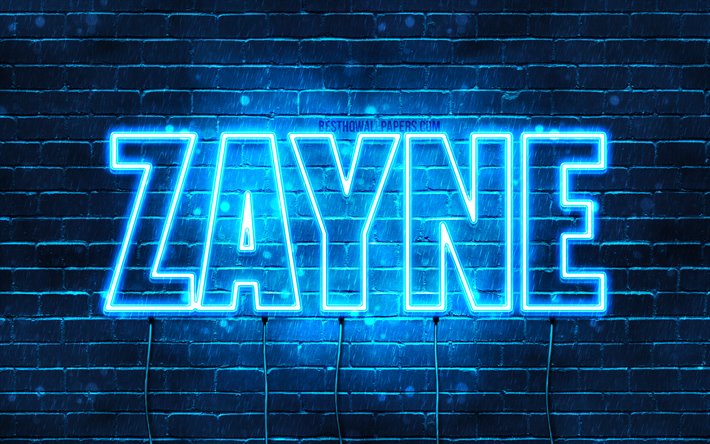 Zayne, 4k, les papiers peints avec les noms, le texte horizontal, Zayne nom, bleu n&#233;on, photo avec Zayne nom