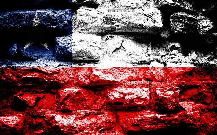 Chile bandera de grunge textura de ladrillo, la Bandera de Chile, de la bandera en la pared de ladrillo, Chile, Europa, las banderas de los pa&#237;ses de Am&#233;rica del Sur