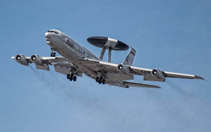 Boeing E-3 Sentry, airborne early warning and control aircraft, US Air Force, NATO, USA, Military aircraft, Boeing