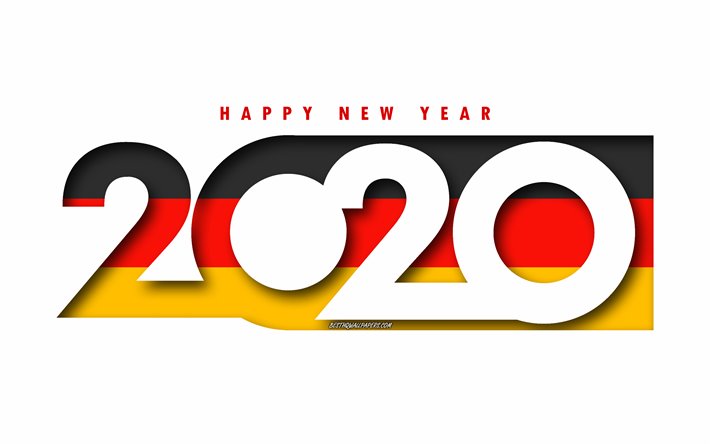 Saksa 2020, Lipun Saksa, valkoinen tausta, Hyv&#228;&#228; Uutta Vuotta Saksassa, 3d art, 2020 k&#228;sitteit&#228;, Saksan lippu, 2020 Uusi Vuosi, 2020-Saksan lippu