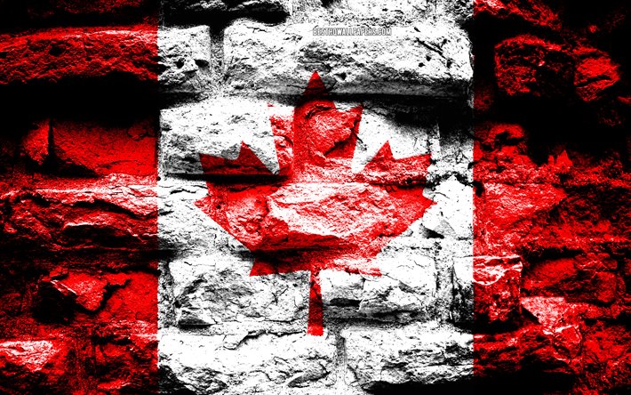 Scarica Sfondi Bandiera Del Canada Grunge Texture Di Mattoni Bandiera Su Un Muro Di Mattoni Canada Europa Bandiere Del Nord America Paesi Bandiera Canadese Per Desktop Libero Immagini Sfondo Del Desktop Libero