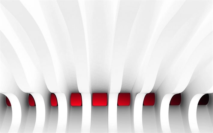 3d white partitions, red line, creative 3d background, partitions