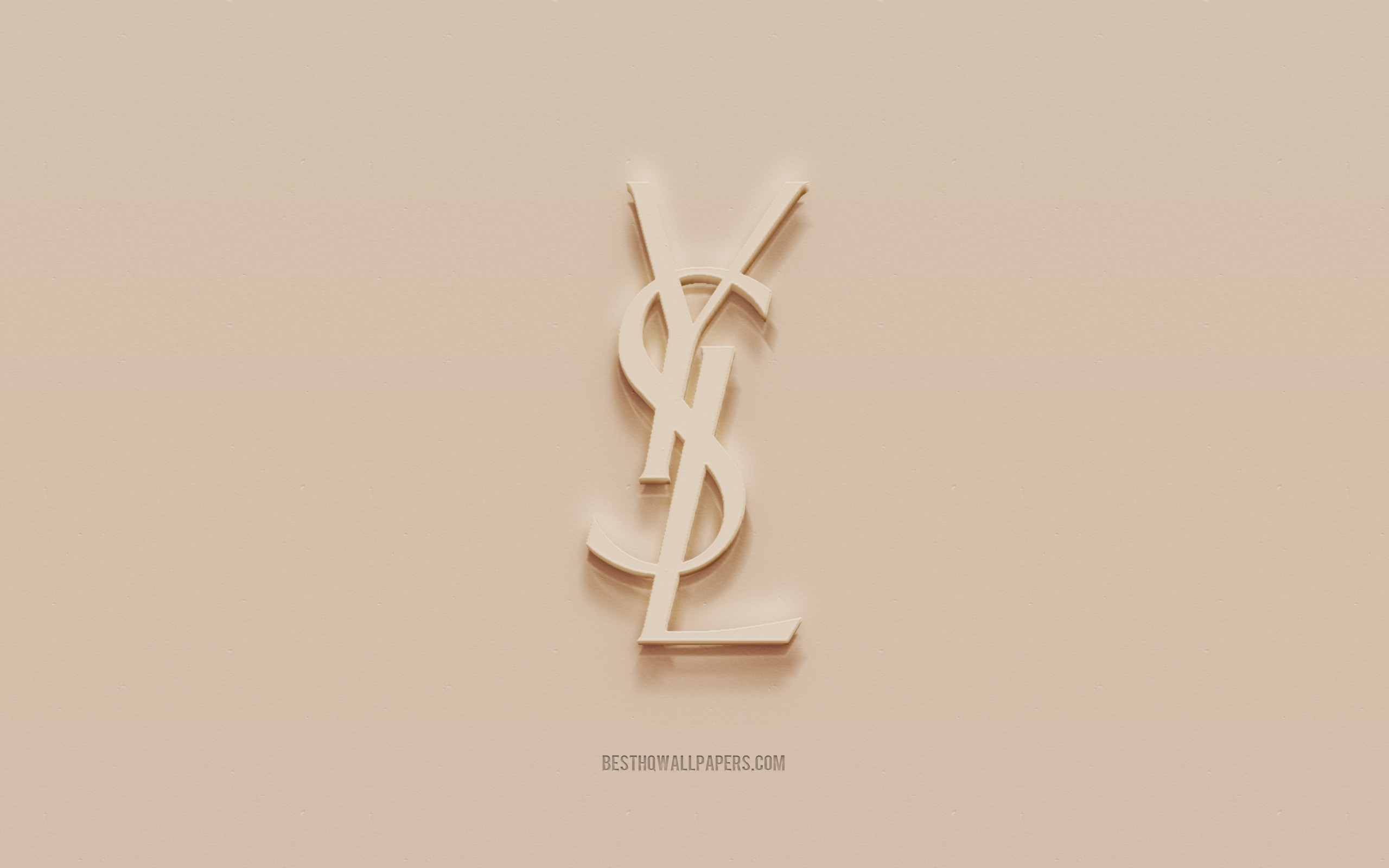 Download wallpapers Yves Saint Laurent logo, brown plaster background ...