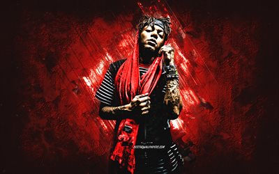 JID, American rapper, portrait, red stone background, Destin Choice Route