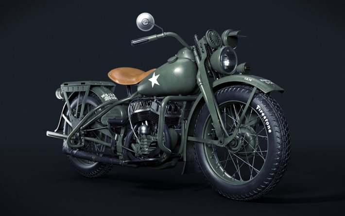 Harley-Davidson WLA, 1942, motocicleta americana, ex&#233;rcito dos EUA, motocicletas do ex&#233;rcito, motocicletas da segunda guerra mundial, Harley-Davidson