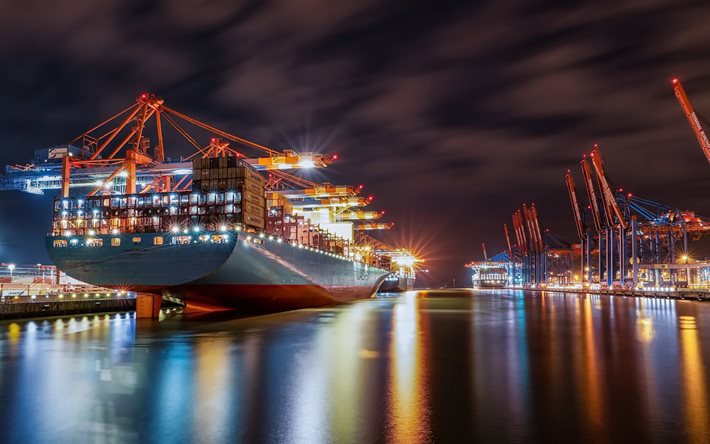 nave portacontainer, Edith Maersk, consegna di container, consegna, trasporto di merci via mare, spedizione, grande nave portacontainer, Maersk Line