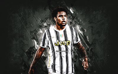 Weston McKennie, Juventus FC, American football player, midfielder, gray stone background, Serie A, Italy