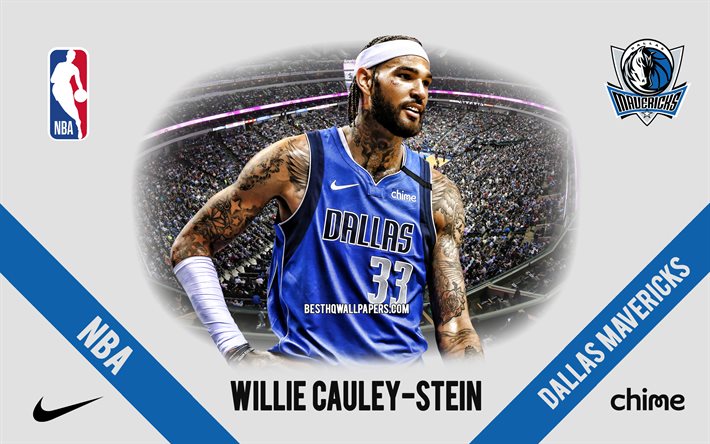 Willie Cauley-Stein, Dallas Mavericks, American Basketball Player, NBA, portrait, USA, basketball, American Airlines Center, Dallas Mavericks logo