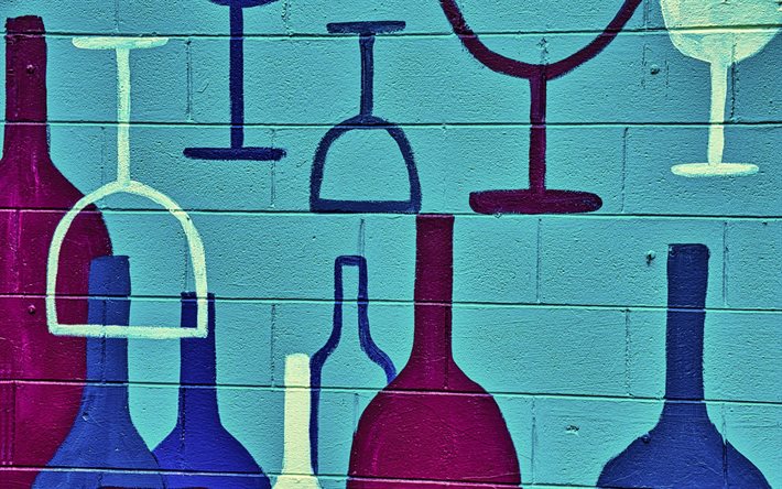 background with glasses, grunge glasses background, drinks background, blue wall background, wine background, wine art