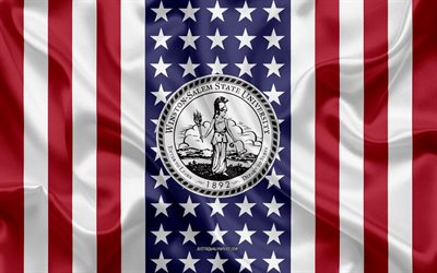 Winston-Salem State University Emblem, American Flag, Winston-Salem State University logo, Winston-Salem, North Carolina, USA, Winston-Salem State University