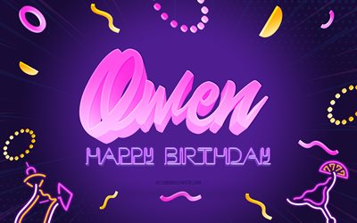 Feliz cumplea&#241;os Owen, 4k, Fondo de fiesta p&#250;rpura, Owen, arte creativo, Feliz cumplea&#241;os de Owen, Nombre de Noah, Cumplea&#241;os de Owen, Fondo de fiesta de cumplea&#241;os