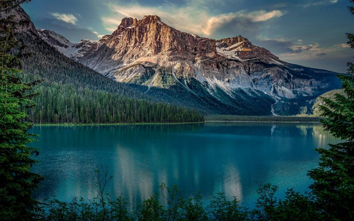 ダウンロード画像 カナディアンロッキー山脈 エメラルド湖 山湖 Sunset Bonsoir 山の風景 国立公園 カナダ フリー のピクチャを無料デスクトップの壁紙
