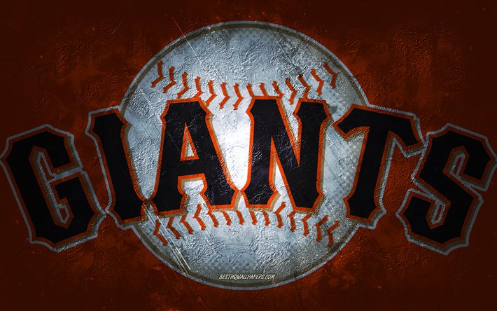 San Francisco Giants, American baseball team, orange stone background, San Francisco Giants logo, grunge art, MLB, baseball, USA, San Francisco Giants emblem