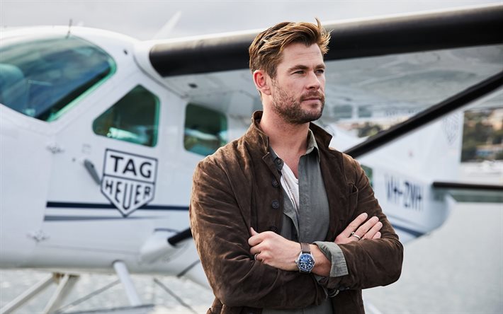 Chris Hemsworth, attore australiano, star di Hollywood, ritratto, TAG Heuer, servizio fotografico, attori famosi